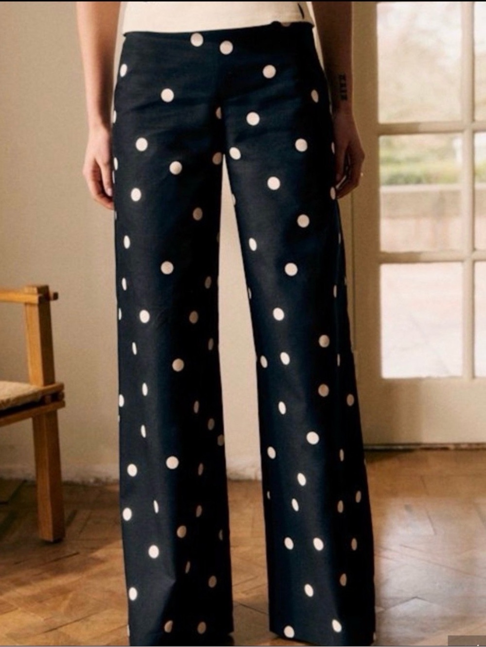 sezane Polka Dot Wide-Leg Pants